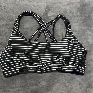 VS Black and White Striped Sports Bra Medium